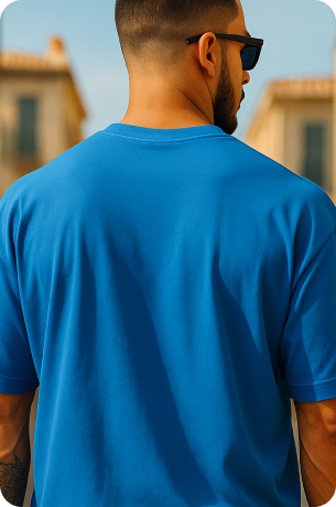 Blue Plain Oversize T-shirt