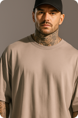 beige Plain Oversize T-shirt