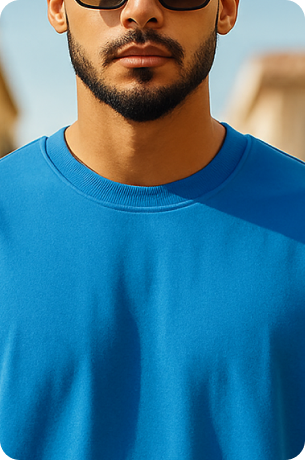 Blue Plain Oversize T-shirt