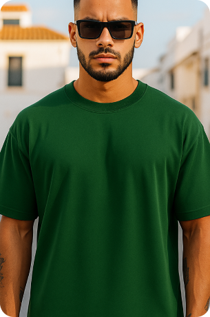 Green Plain Oversize Tshirt