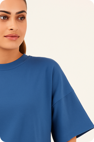 Blue Plain Oversize T-shirt