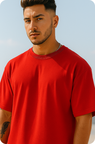 Red Plain Oversize T-shirt