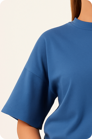 Blue Plain Oversize T-shirt