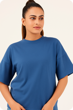 Blue Plain Oversize T-shirt