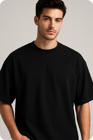 Black Plain Oversize T-shirt