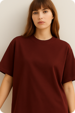 Marron Plain Oversized T-shirt 