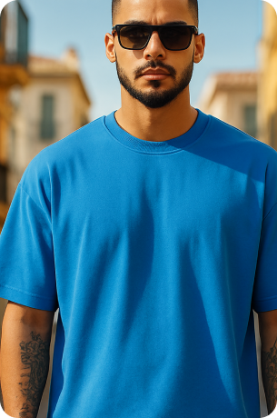 Blue Plain Oversize T-shirt